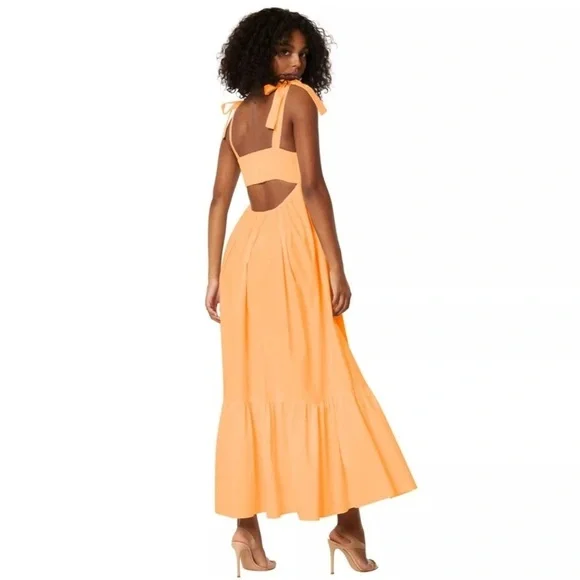open lace back dress Danielle Dress Burnt Orange Satin main image 1